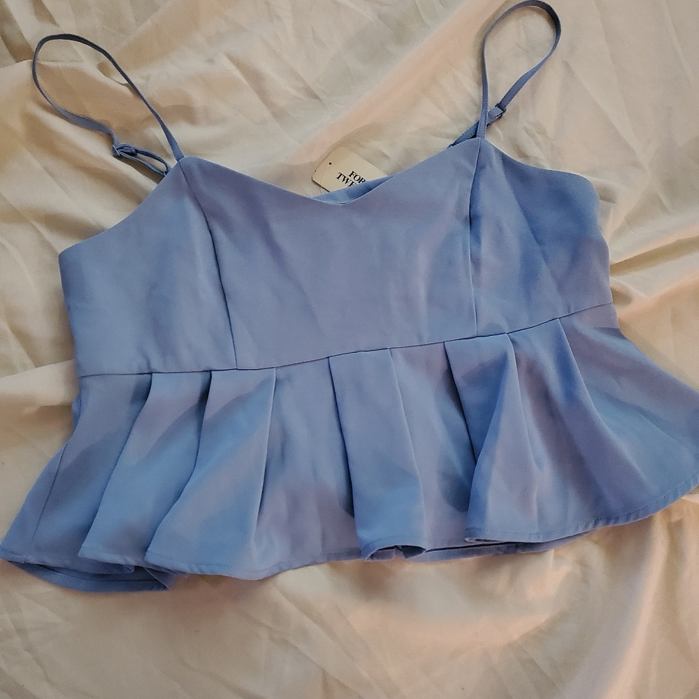 F21 cropped frilly top